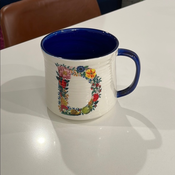 Anthropologie Floral Monogram Mug - Blue - Picture 1 of 4